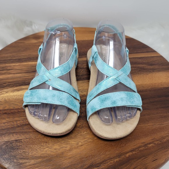 Spenco Sparkle Blue Adjustable Sandals 6B NWOT - Picture 1 of 7